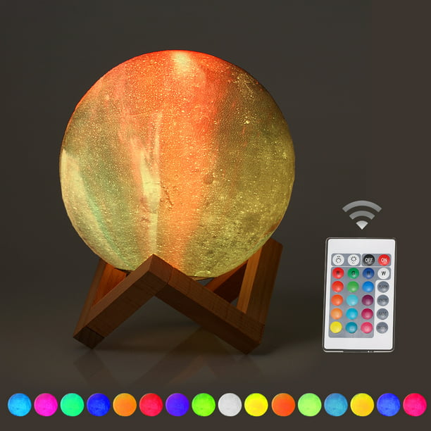 Details about   3D Print LED Moon Lamp USB Rechargeable 2-Color Touch Switch Night Light